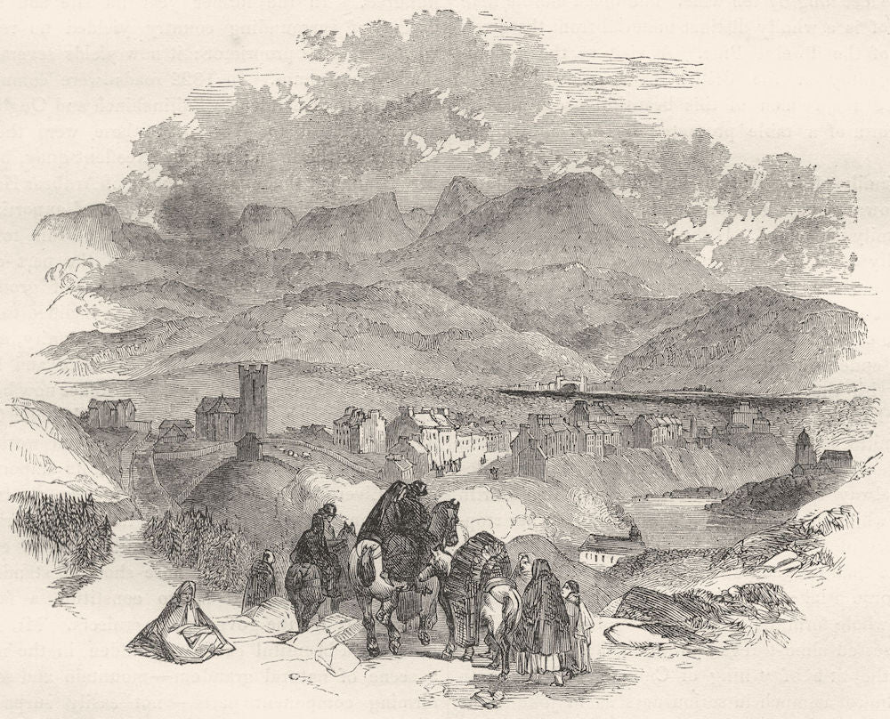 IRELAND. Connemara. The Twelve Pins, looking over Clifden 1850 old print
